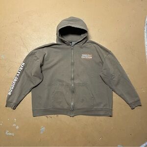 Vintage Harley-Davidson Gray Zip-Up Hoodie 2XL Stained